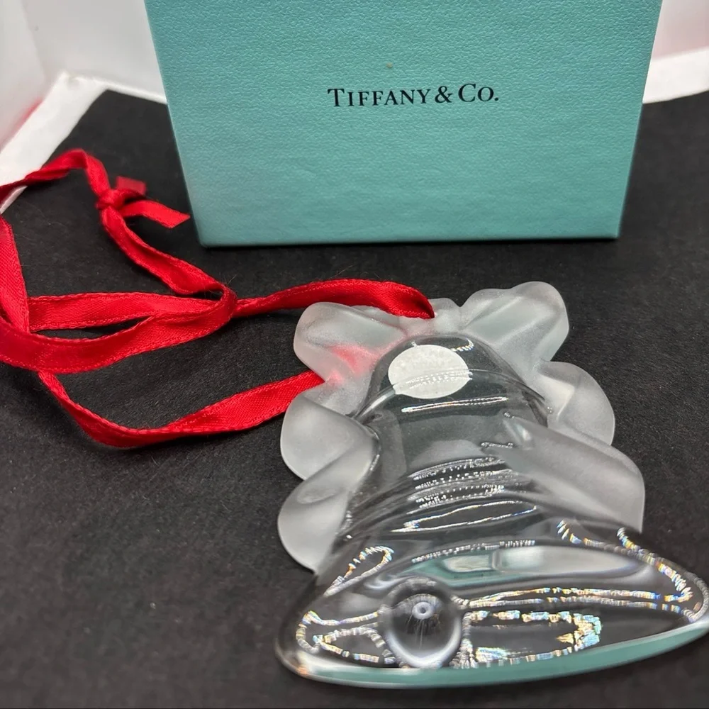 Tiffany & Co. Frosted Crystal Glass Bell Christmas Ornament 1996 Made in Germany